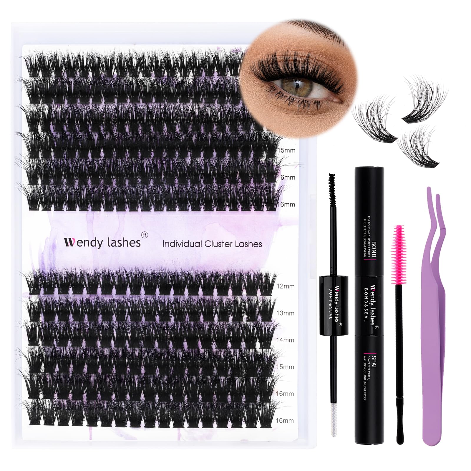 DIY Lash Clusters Kit for Home Use - Ultra Lightweight, Natural & Fluffy False Eyelashes, Waterproof 3D Curl (12-16mm) - Anime, Manga & Cat Eye Style (60P+80P) - Perfect for Daily Wear, Parties & Special Occasions