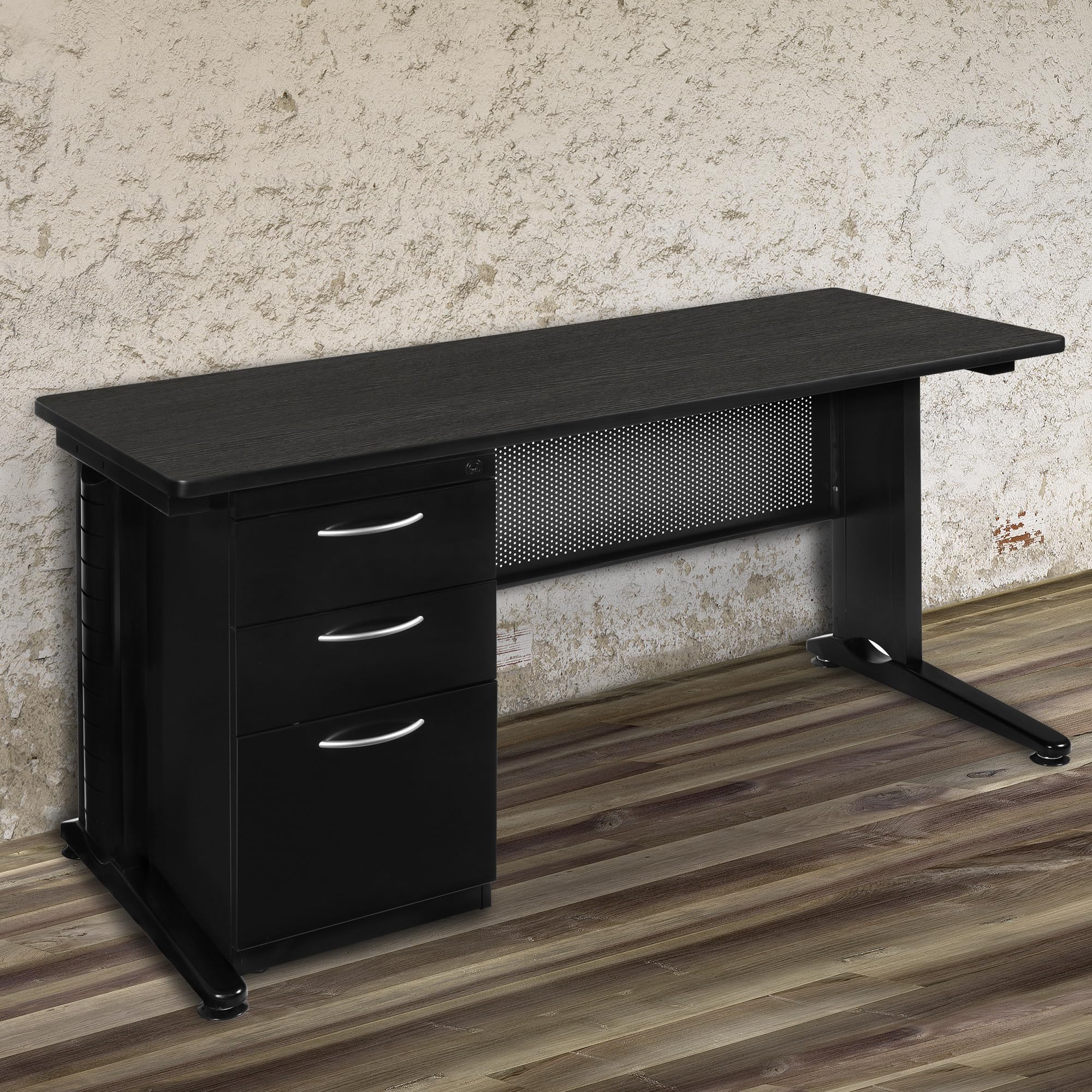 Regency Single Pedestal Desk 72 x 30 Inches - Modern Ash Grey Office Desk with Storage Drawer | Perfect for Home Office, Study Room & Workspace