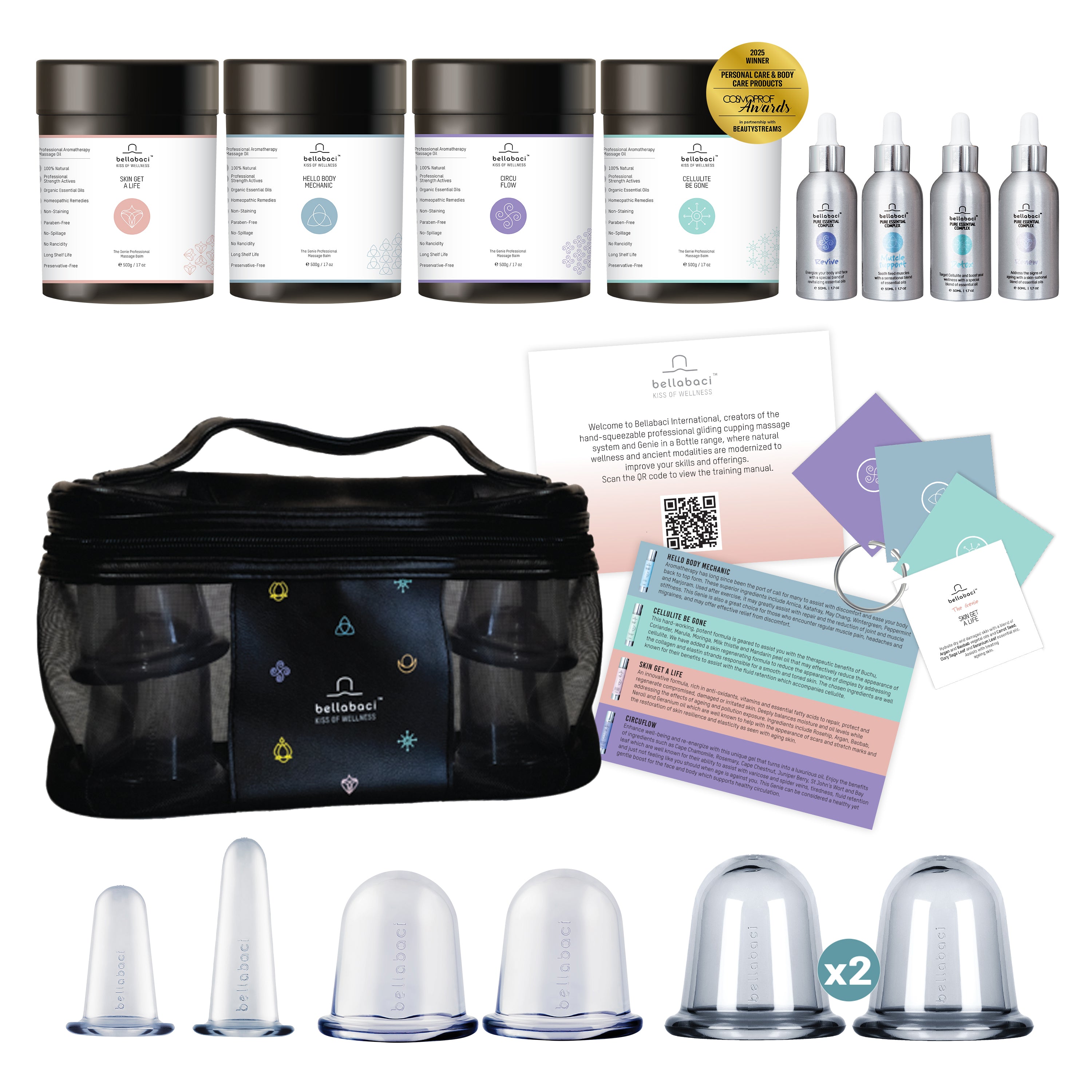 Professional Backbar Gliding Cupping Starter Kit for Massage Therapy - Pain Relief, Relaxation & Detox - Perfect for Home Spa, Physical Therapy & Wellness Centers