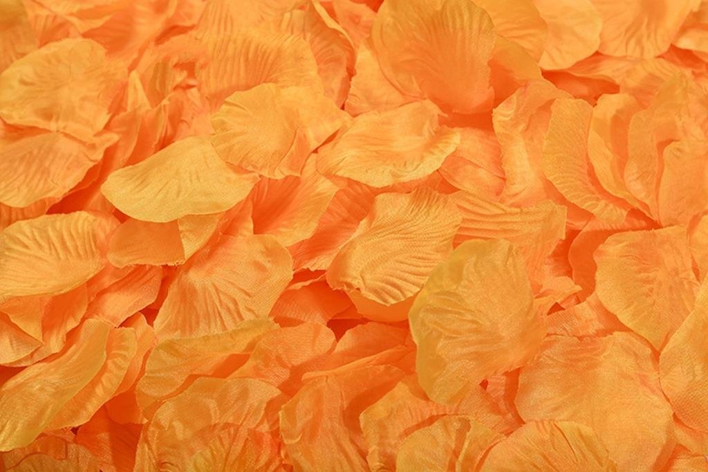 100 Pcs Orange Silk Rose Petals - Premium Wedding Flower Decorations for Aisle, Table Centerpieces & Romantic Scatter Petals