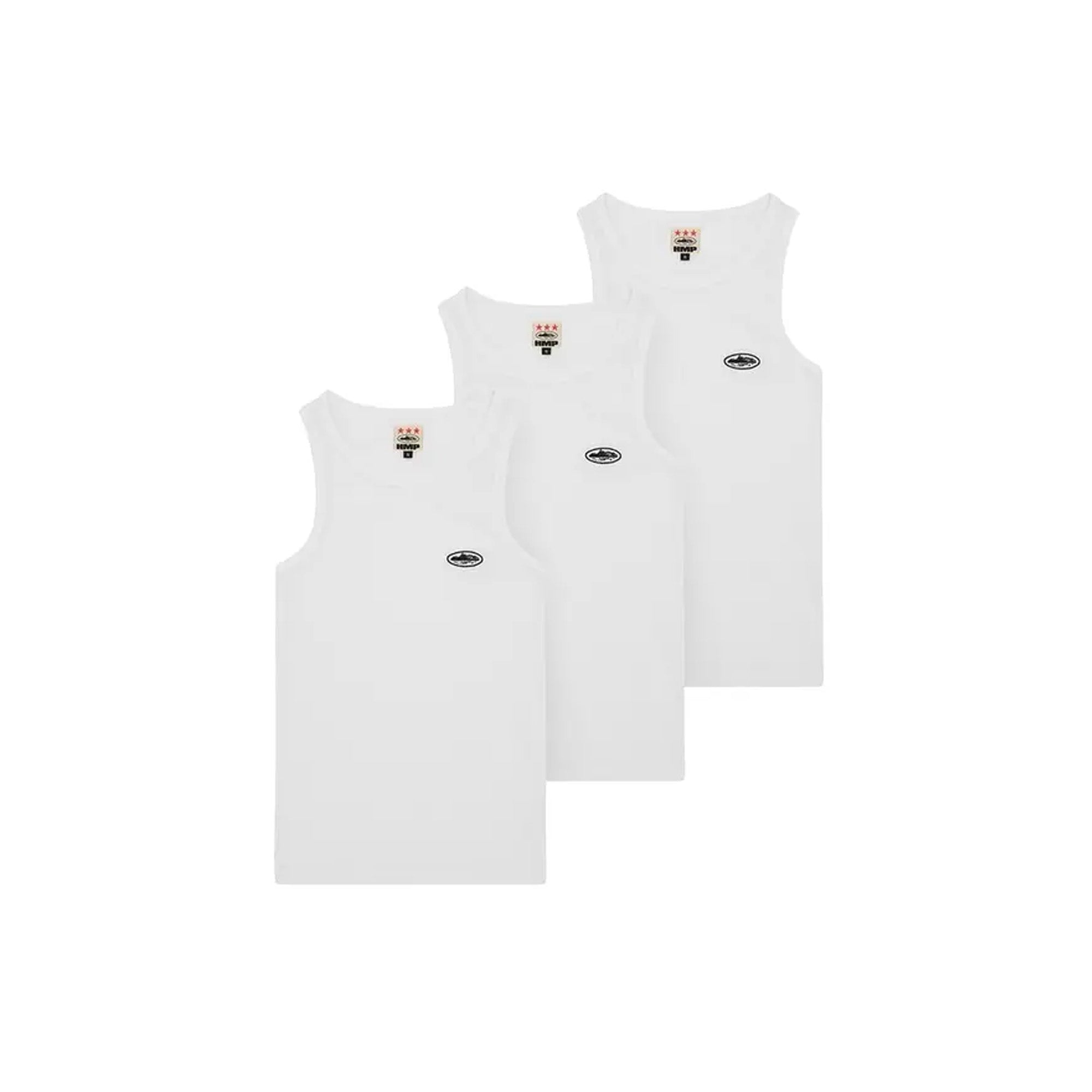 Corteiz HMP Essentials Tank Top 3-Pack - White (2024) | Breathable Workout Tops for Gym, Running & Summer Casual Wear