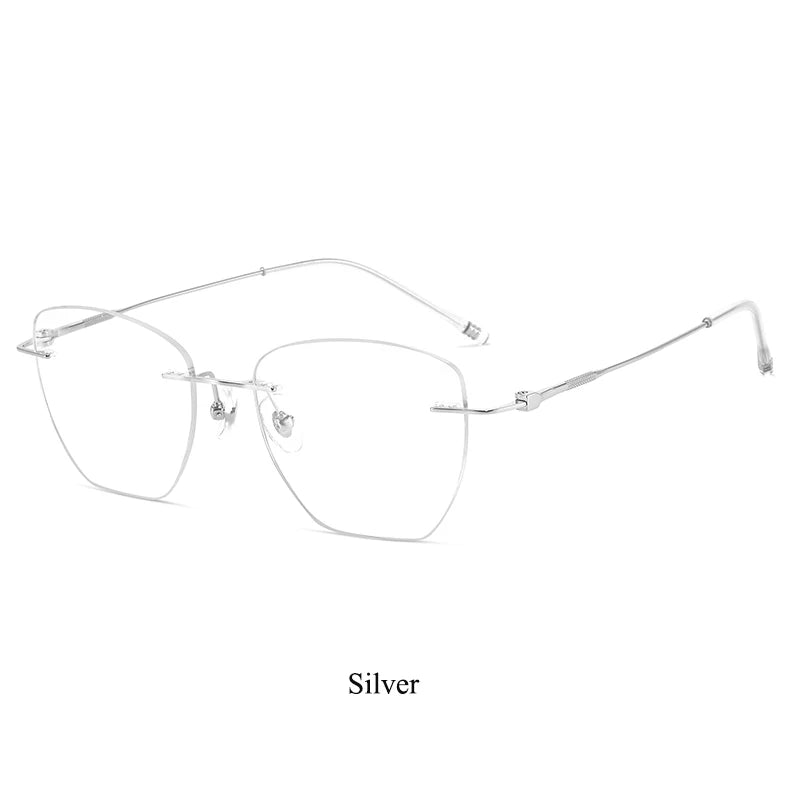 Bclear Women's Rimless Polygon Square Titanium Eyeglasses 46019 - Lightweight & Durable Titanium Frame for Work, Reading & Fashion