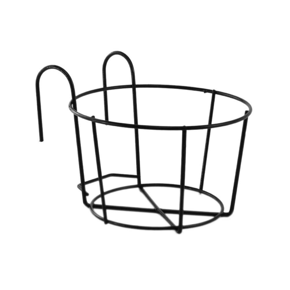 YARNOW Black Hanging Railing Planters - Iron Flower Pot Holders for Balcony, Garden & Fence - Round Baskets for Plants & Flowers | Perfect for Outdoor Decor, Vertical Gardening & Small Space Greenery