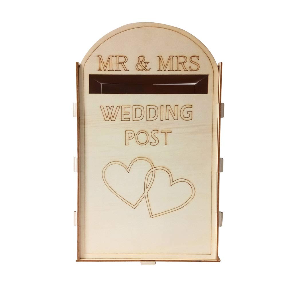 Rustic Wooden Post Box - Handcrafted Mailbox for Letters & Gift Cards - Perfect for Wedding Decor, Home Ornaments & DIY Crafts - Ideal for Farmhouse, Vintage & Rustic Themed Events