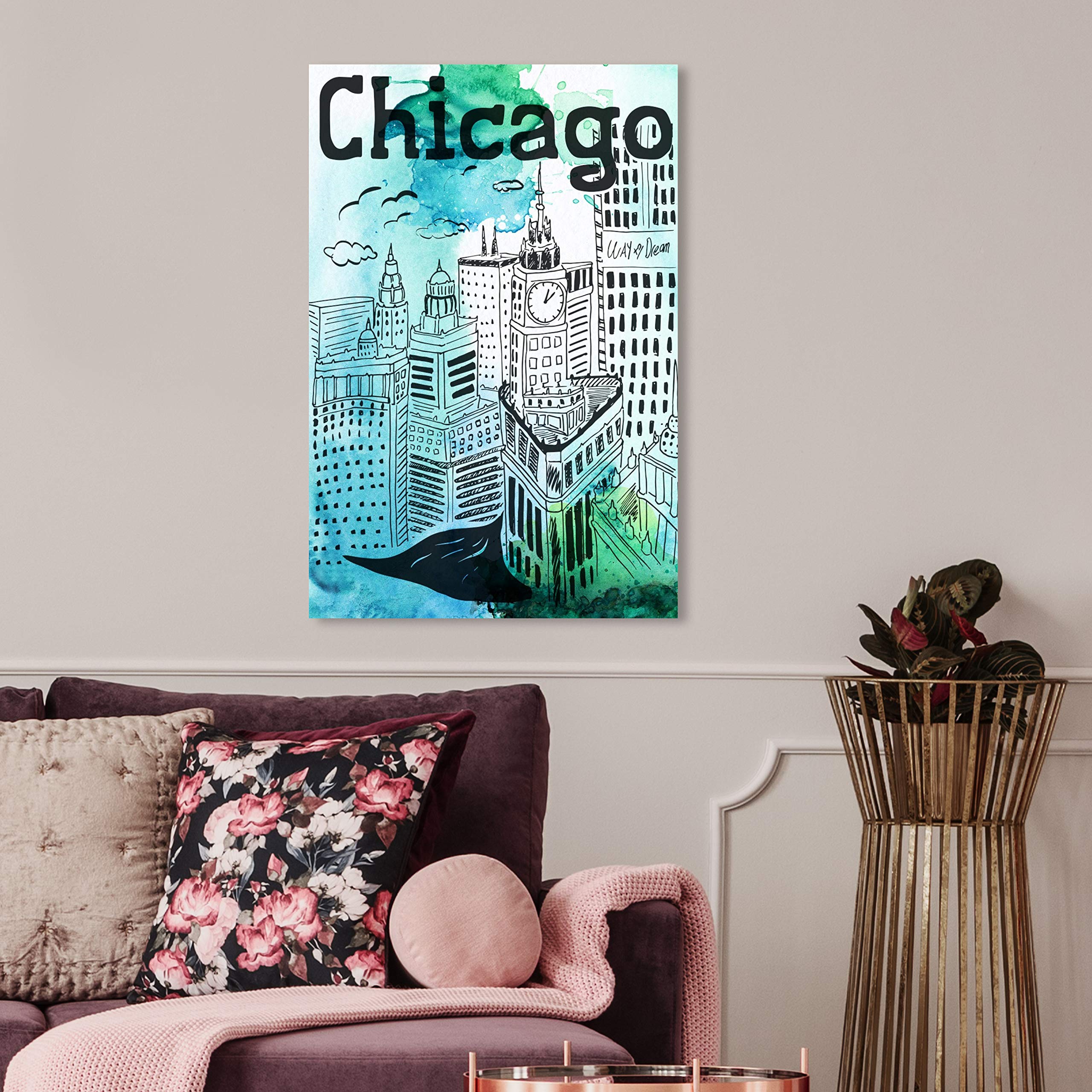 Oliver Gal Artist Co. Chicago Skyline Wall Art Canvas Print - 20