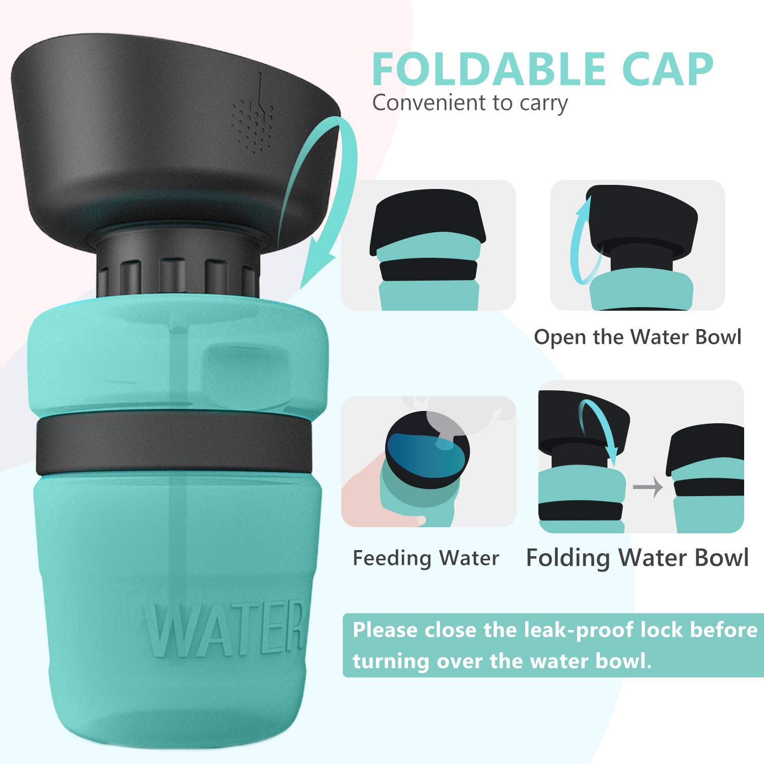 Upgraded 2-in-1 Portable Dog Water Bottle & Bowl - Lightweight Pet Travel Water Dispenser for Hiking, Walking & Outdoor Adventures | PETNF