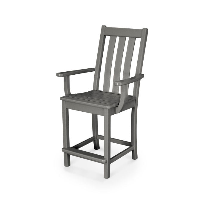 POLYWOOD Vineyard Counter Height Arm Chair - Durable Outdoor Dining Chair for Patio, Bar, and Kitchen - Weather-Resistant & Comfortable Seating for Restaurants and Home Use