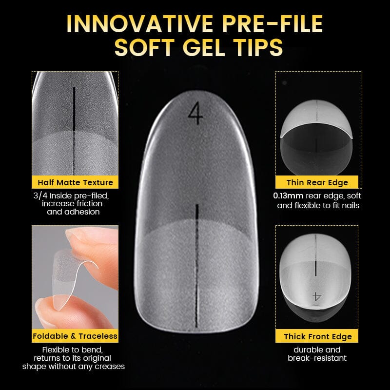 300pcs 15 Sizes Oval False Nail Tips - Full Cover Half Matte Press On Nails for Manicure, Wedding, Party & Daily Wear