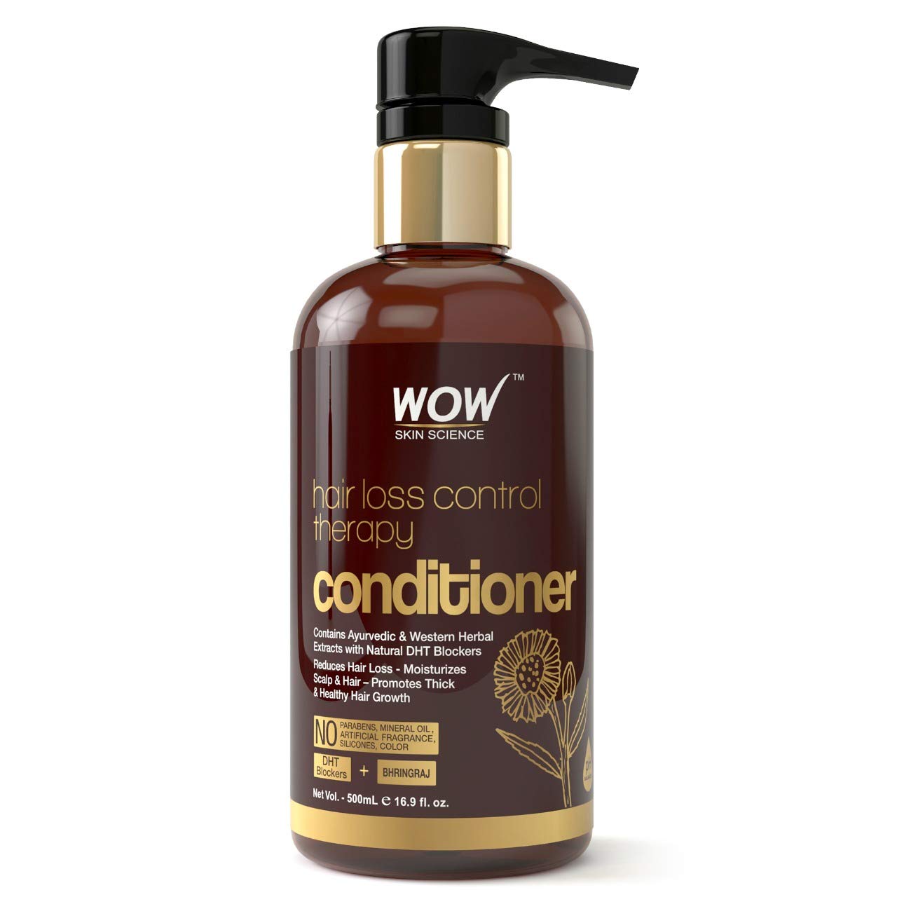 WOW Skin Science Hair Loss Control Therapy Conditioner for Men & Women - 500ml | Anti-Hair Fall, Strengthening & Nourishing Formula | For Daily Use on Thinning Hair & Scalp Care