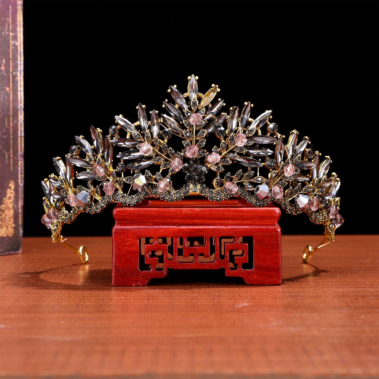 Vintage Baroque Crown Alloy Prom Queen Tiara - Elegant Bridal Wedding Headpiece for Women (Black) | Perfect for Prom, Weddings, Pageants & Costume Parties
