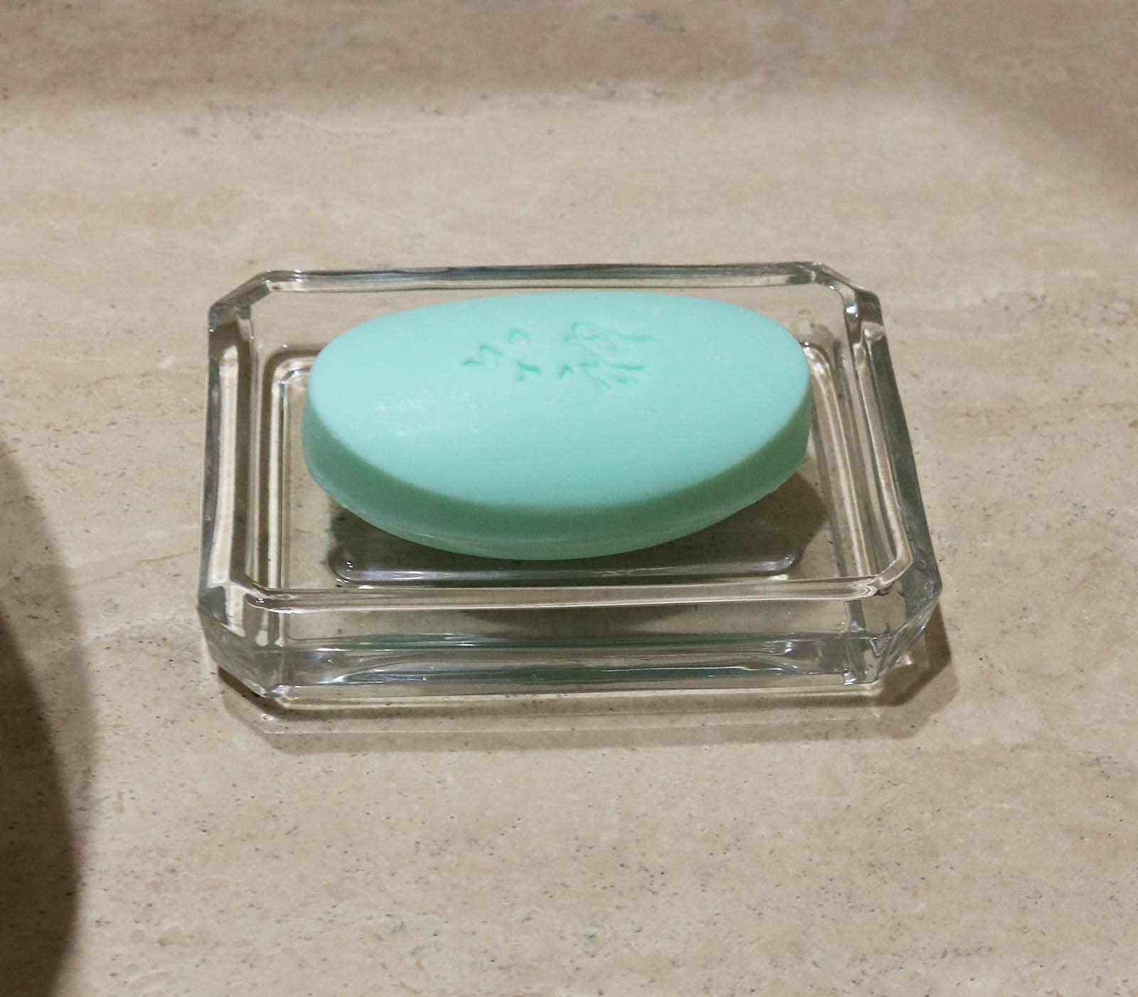 Premium Clear Glass Soap Dish - Heavy Duty Bathroom & Kitchen Soap Holder with Drainage Holes - Perfect for Showers, Sinks, and Countertop Organization