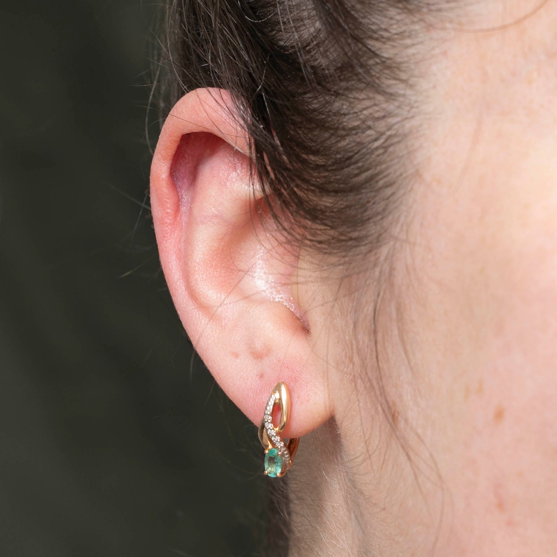 Emerald and Diamond Crossover Earrings 0.30ctw 0.05ctw - Elegant Dangle Earrings for Women, Perfect for Weddings, Parties & Special Occasions