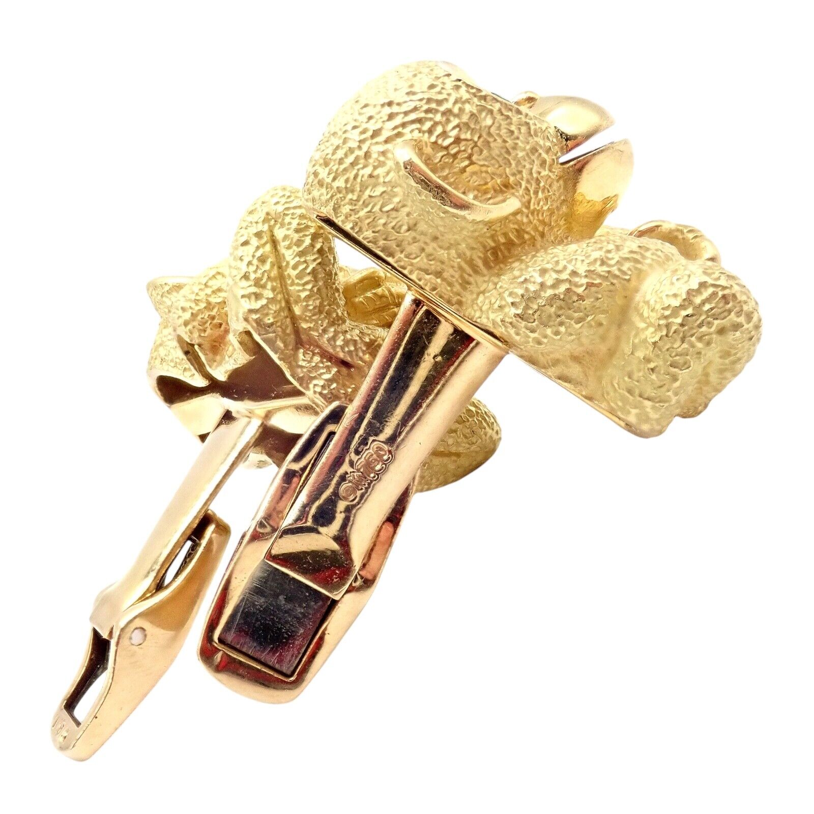 Authentic 18k Yellow Gold Emerald Whimsical Monkey Cufflinks by Kurt Wayne - Perfect for Weddings, Formal Events & Gift Giving