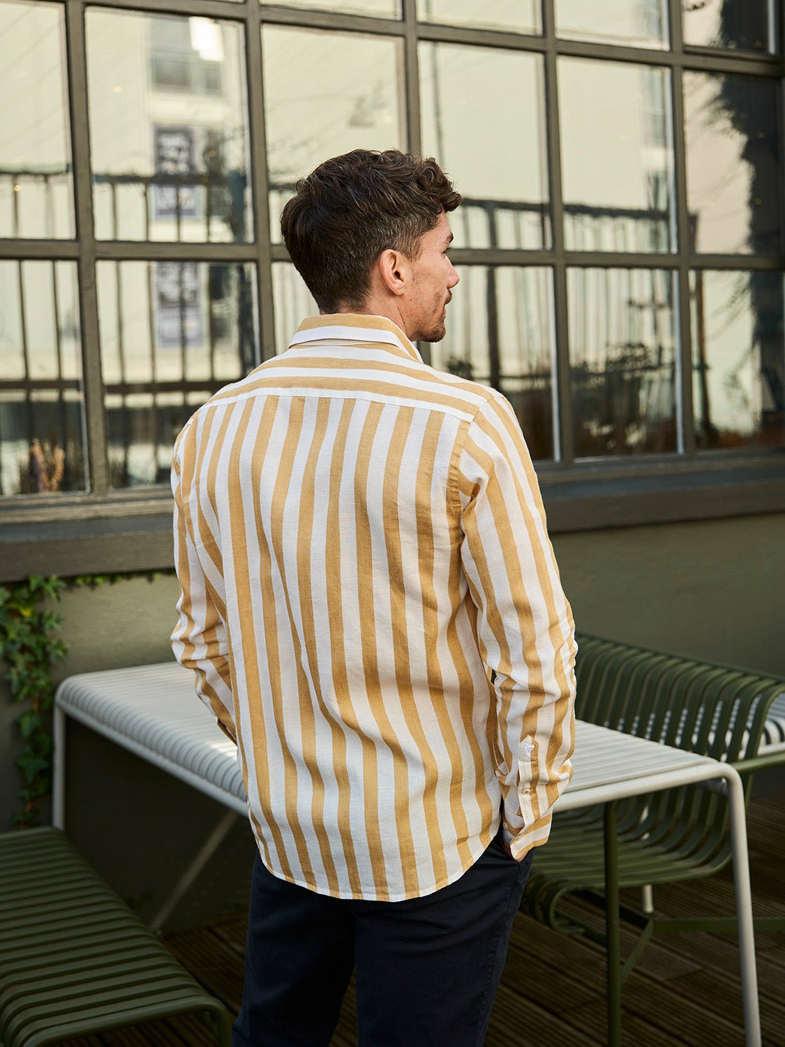 Premium Linen Shirt for Men - Breathable & Comfortable Maggia Ochre Casual Wear - Perfect for Summer, Travel & Outdoor Activities