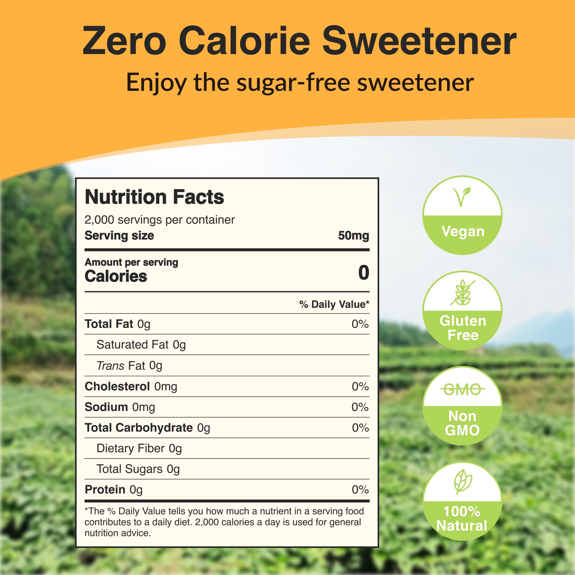 NAMANNA Pure Monk Fruit Sweetener - Zero Calorie, Zero Carb, Keto & Paleo Friendly, 100g (2000 Servings) | 25% Mogroside V | Natural Sugar Substitute for Coffee, Baking & Healthy Recipes