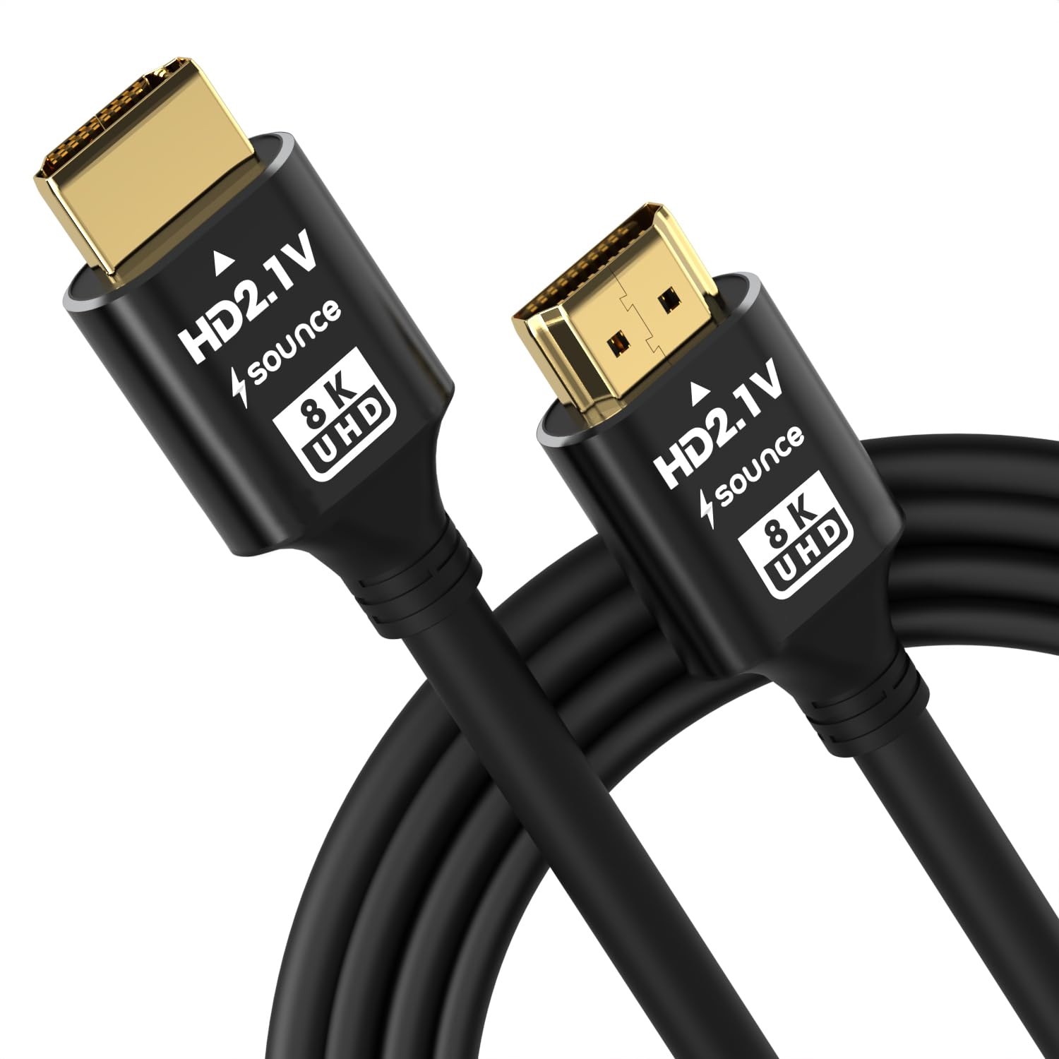 Sounce 8K HDMI 2.1 Cable 6FT - Ultra High Speed 48Gbps, 8K 60Hz HDR, 4K 120Hz, eARC, Ethernet, HDCP 2.3 - Compatible with PS5, Xbox Series X/S, Roku, Apple TV, Nintendo Switch, PC - Perfect for Gaming, Home Theater & 8K Streaming (Black, Pack of 1)