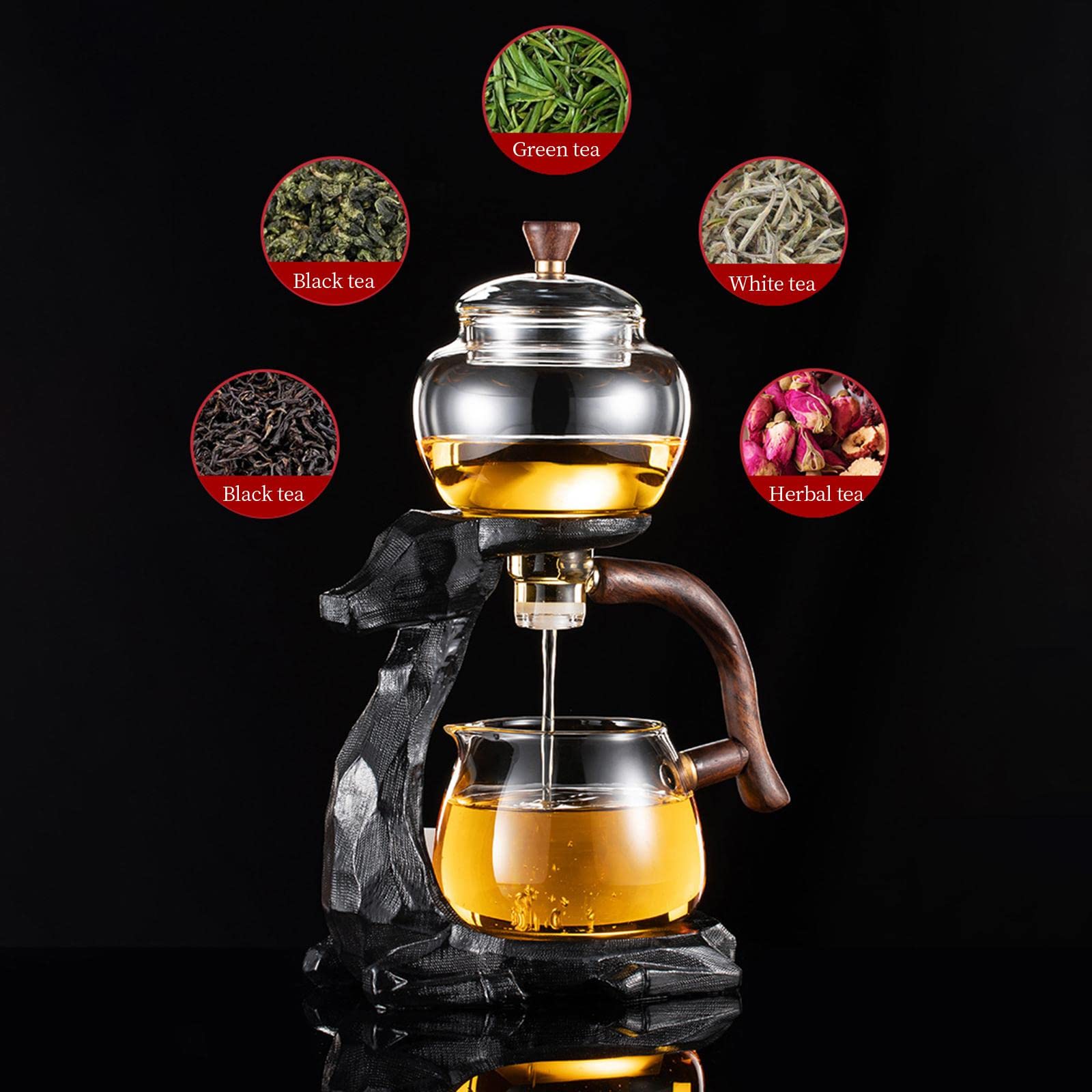 Premium Automatic Glass Tea Drip Pot with Infuser - Electric Oolong Tea Maker Set for Home & Office Use | Perfect for Loose Leaf Tea Brewing, Gift Giving & Relaxation Moments