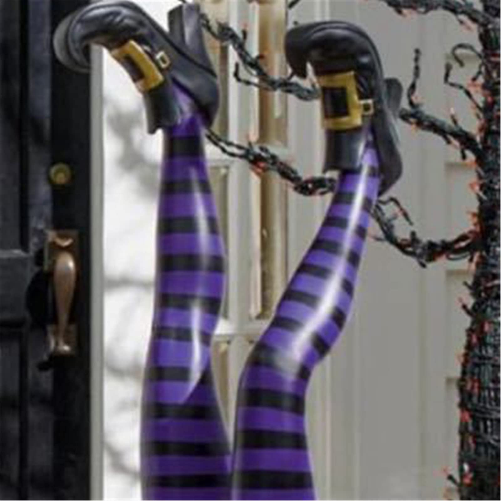 Halloween Wicked Witch Legs Prop - Purple Witch Decorations for Outdoor, Lawn & Yard - Scary Halloween Witch Legs for Party, Home & Garden Decor - Perfect for Halloween Parties, Haunted Houses & Spooky Yard Displays