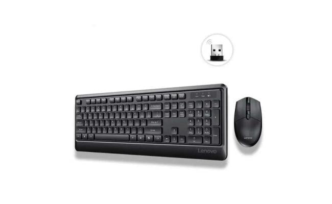 Lenovo KN102 Wireless Keyboard and Mouse Combo - Ergonomic Design for Home, Office, and Gaming Use - 2.4GHz Plug-and-Play Connectivity - Compatible with Windows & Mac