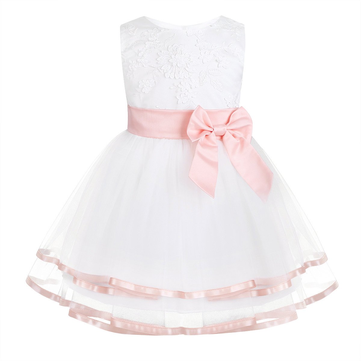 iiniim Infant Baby Flower Girl Dress - Embroidered Baptism & Christening Gown for Wedding Party - Soft Cotton Dress with Matching Panty - Perfect for Special Occasions & Photo Shoots