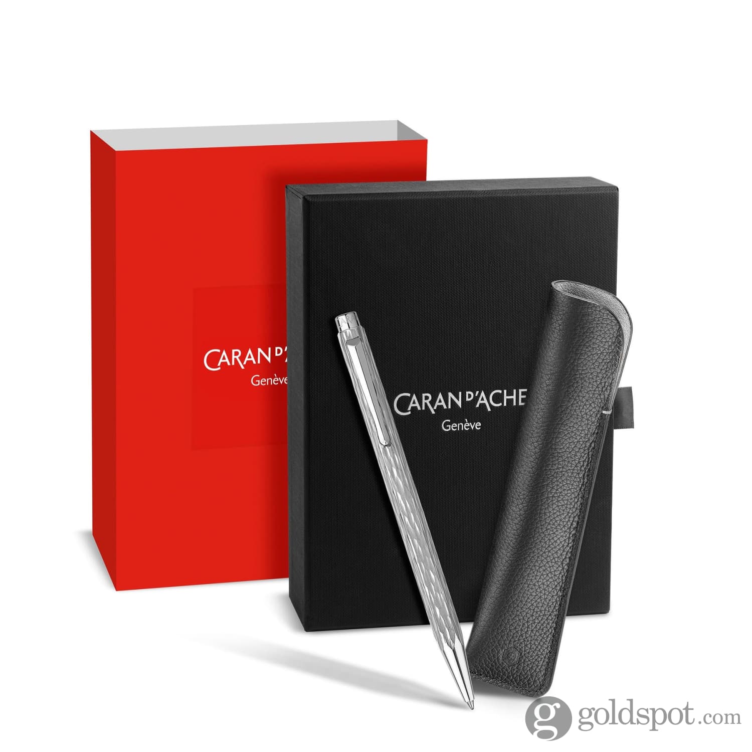 Caran d’Ache Ecridor Venetian Ballpoint Pen - Palladium Coated Luxury Writing Instrument with Leather Case Set | Perfect for Gifts, Business Signatures & Elegant Writing