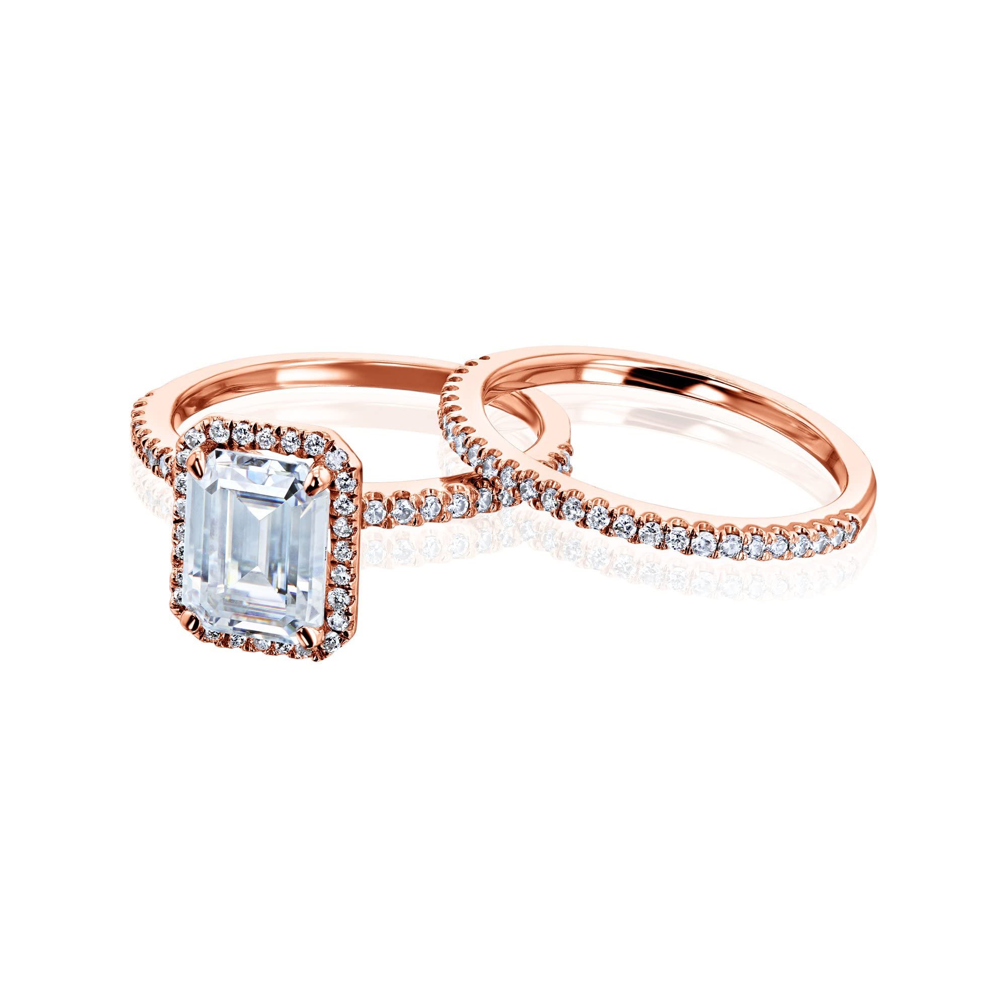 Kobelli 2.18 Carat Total Weight Emma Moissanite & Lab Grown Diamond Bridal Ring Set (GH/VS) - Perfect for Engagement, Wedding & Anniversary Gifts