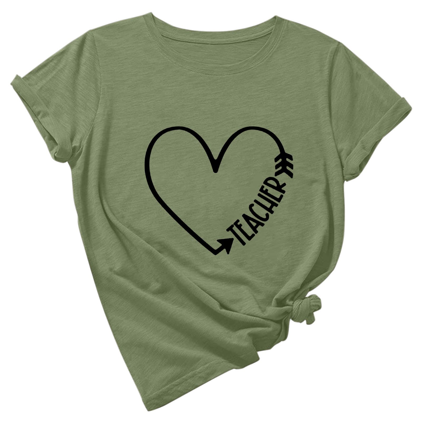 Women's Teacher Shirts - Teach Love Inspire Funny Saying Blouse | Casual Letter Print Short Sleeve Tops for Educators | Perfect for Classroom, Teacher Appreciation Week & Back to School