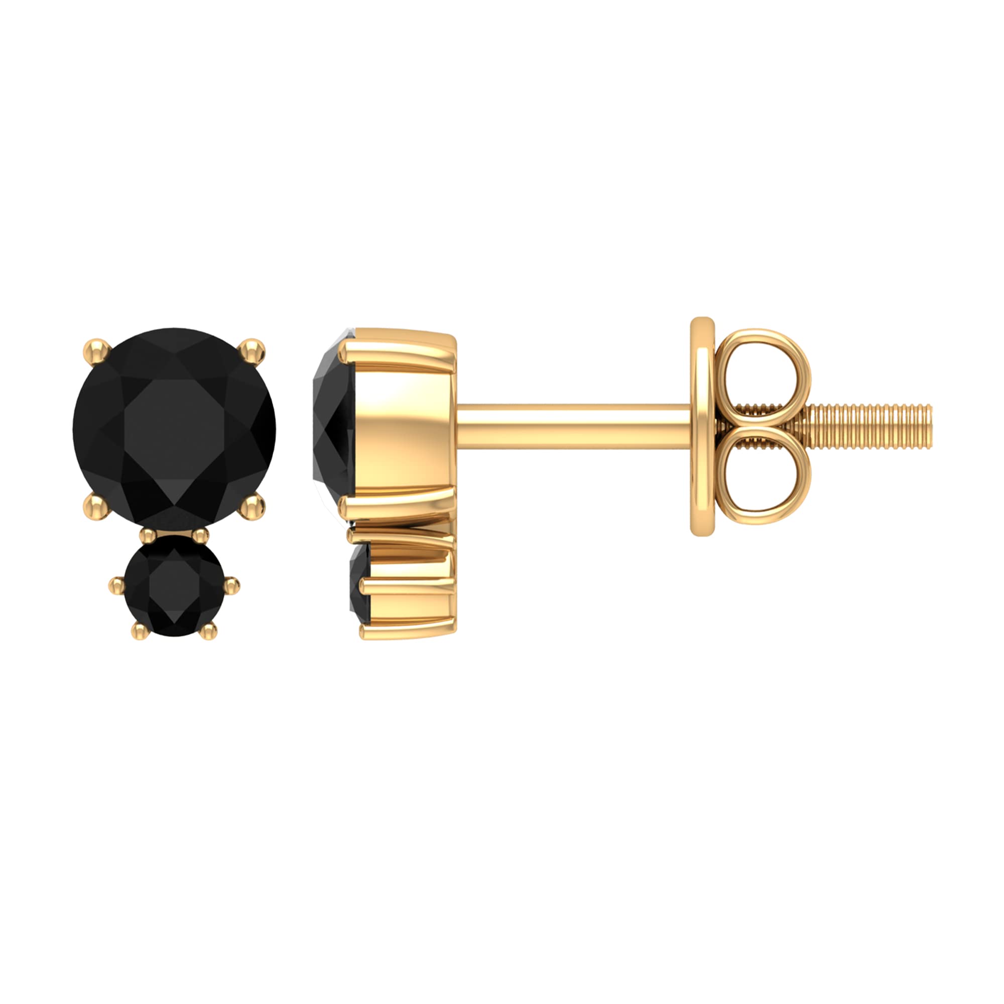 3/4 CT Black Spinel Stud Earrings for Women - 14K Solid Gold Minimalist August Birthstone Jewelry - Perfect for Everyday Wear, Gifts & Special Occasions