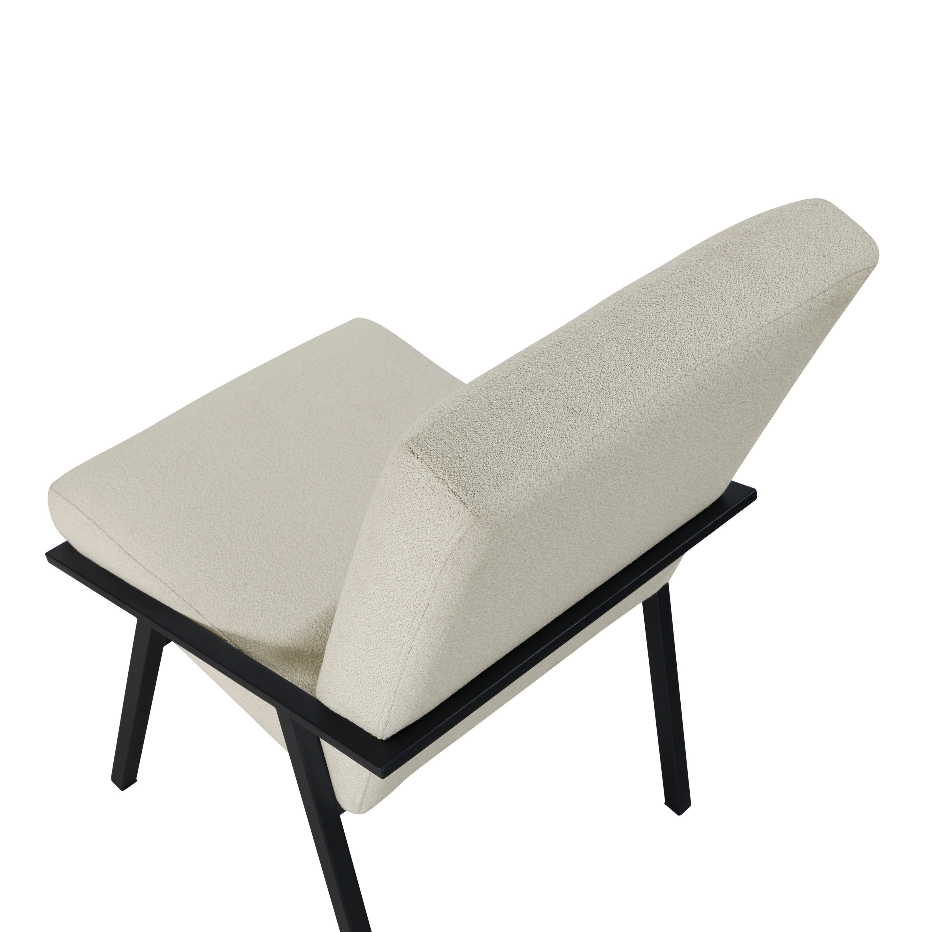 Modern Black Metal Base Cream Fabric Upholstered Dining Chairs Set of 2 - Contemporary Side Chairs for Kitchen, Dining Room & Office Seating