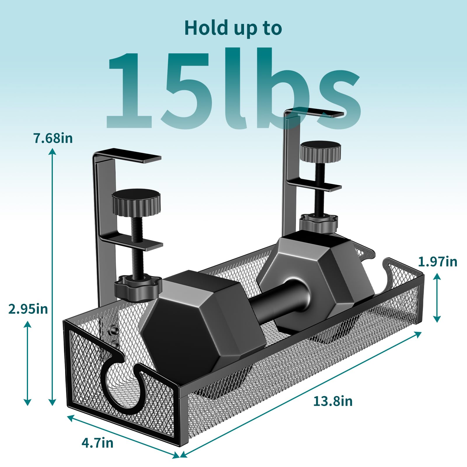 Under Desk Cable Management Tray - Black No Drill Wire Organizer with Clamp for PC & Office Accessories | Perfect for Home & Workspace Organization to Keep Cords Neat & Tangle-Free