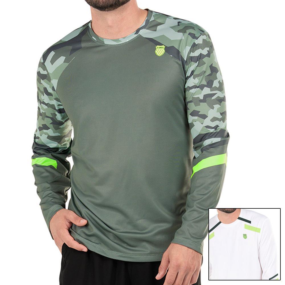 Men's Urban Camo Long Sleeve Tennis Shirt - Performance Athletic Top for Tennis, Running & Gym Workouts - Moisture Wicking & Breathable Activewear
