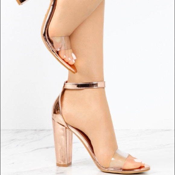 Rose Gold Chunky Heels for Women - Comfortable Block High Heels Sandals - Perfect for Weddings, Parties & Night Out