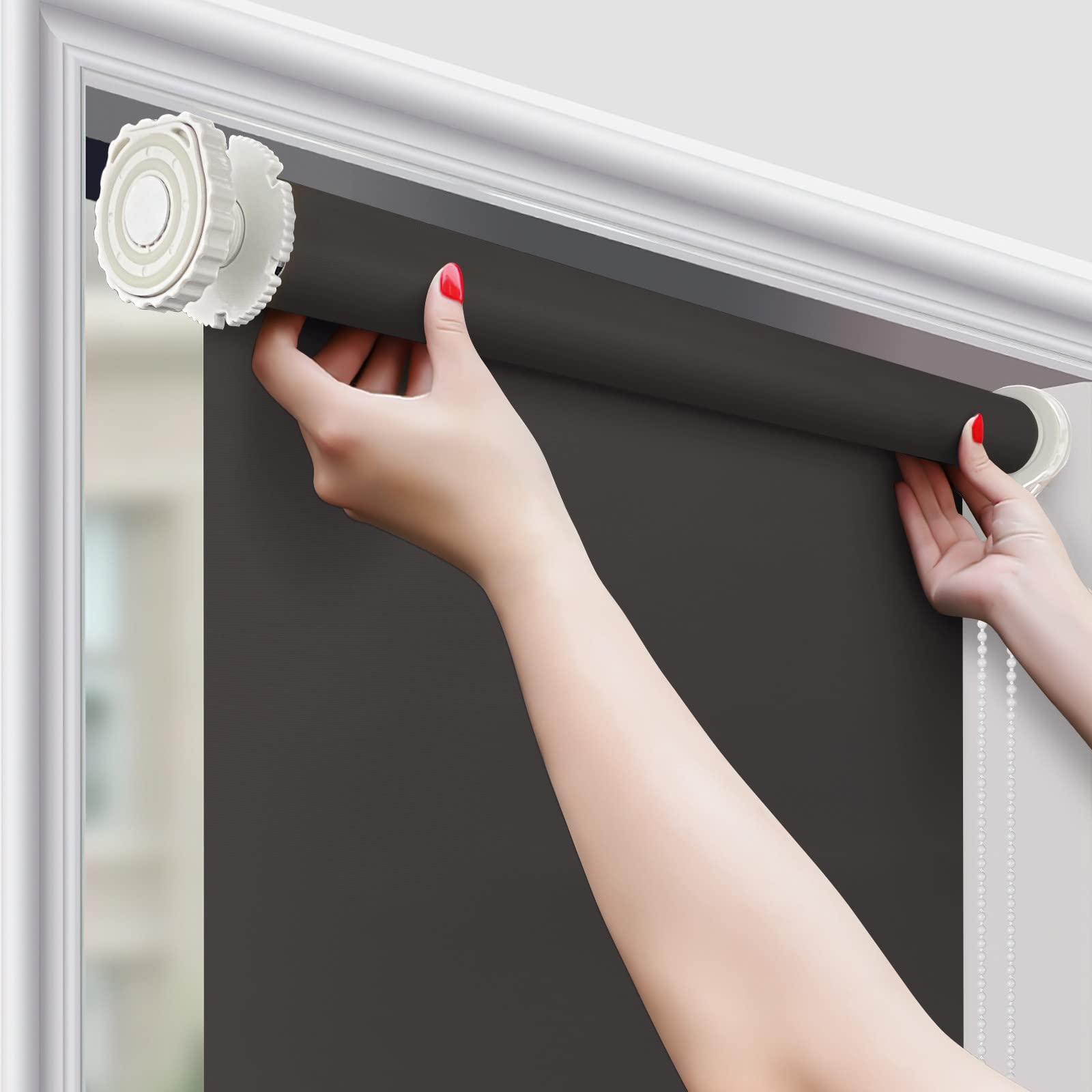 MiLin Blackout Roller Window Shades - No Tools No-Drilling Easy Install Brown 13