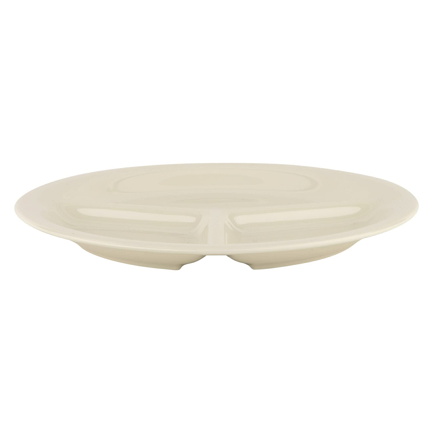 G.E.T. CP-10-DI Heavy-Duty 3-Section Plastic Plates, 10.25 Inch, Diamond Ivory - Set of 12 Durable Divided Plates for Catering, Parties, Picnics & School Lunches