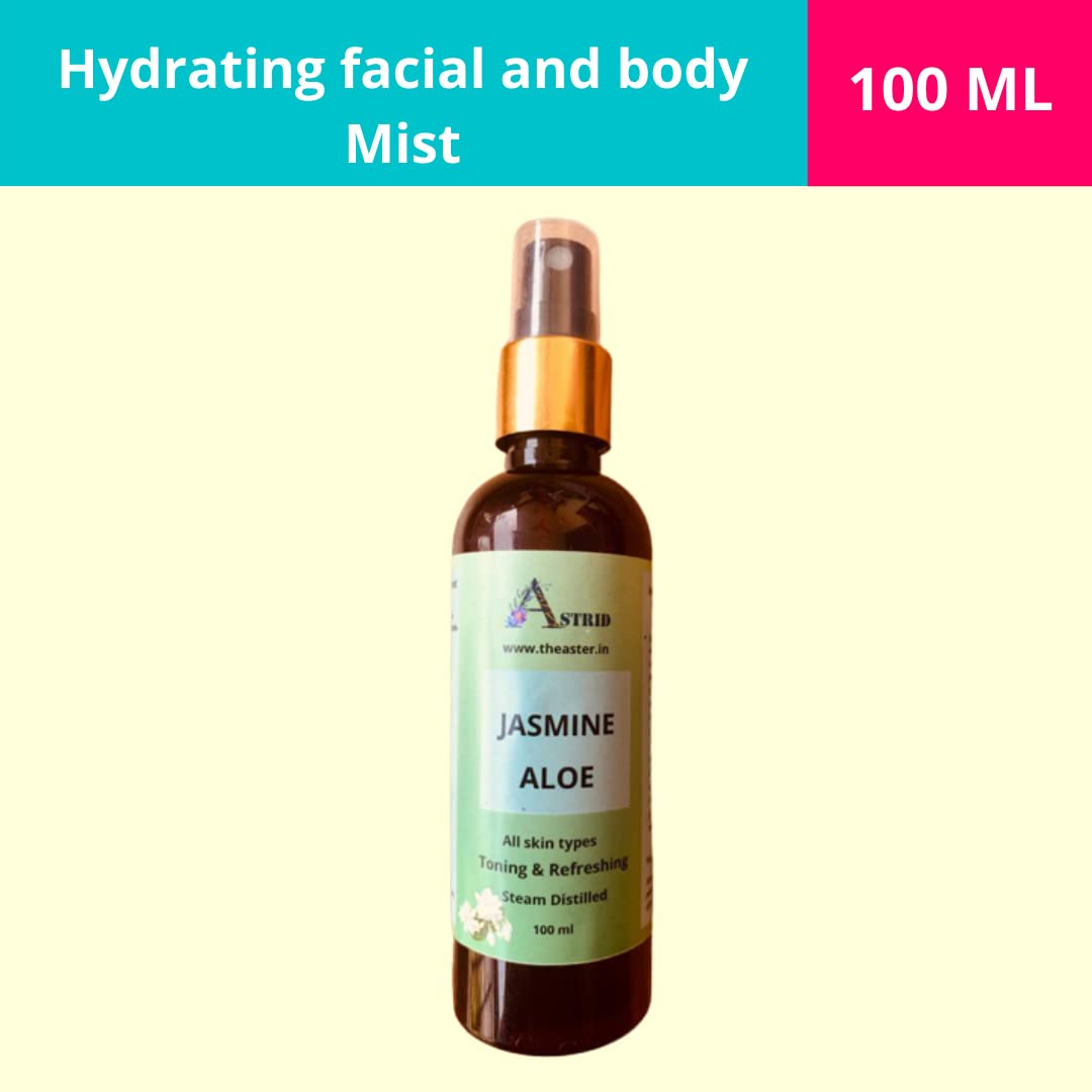 Astrid Jasmine & Aloe Vera Hydrating Facial Mist - Pure Floral Water Toner with Mogra & Aloe for Refreshing Skin Care | Paraben & Sulfate Free | Perfect for Daily Hydration, Post-Workout Refresh & Makeup Setting