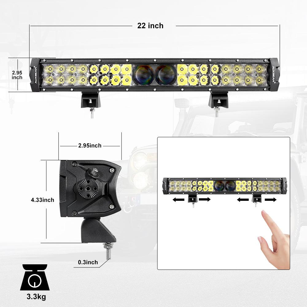 5 Inch 110W LED Driving Lights with Amber Covers & 22 Inch 5D PRO Series LED Light Bar Combo - High Performance Off-Road Lighting for CBR1000RR, ATV, UTV, Trucks and Buggies - Perfect for Night Riding, Trail Adventures and Off-Road Racing