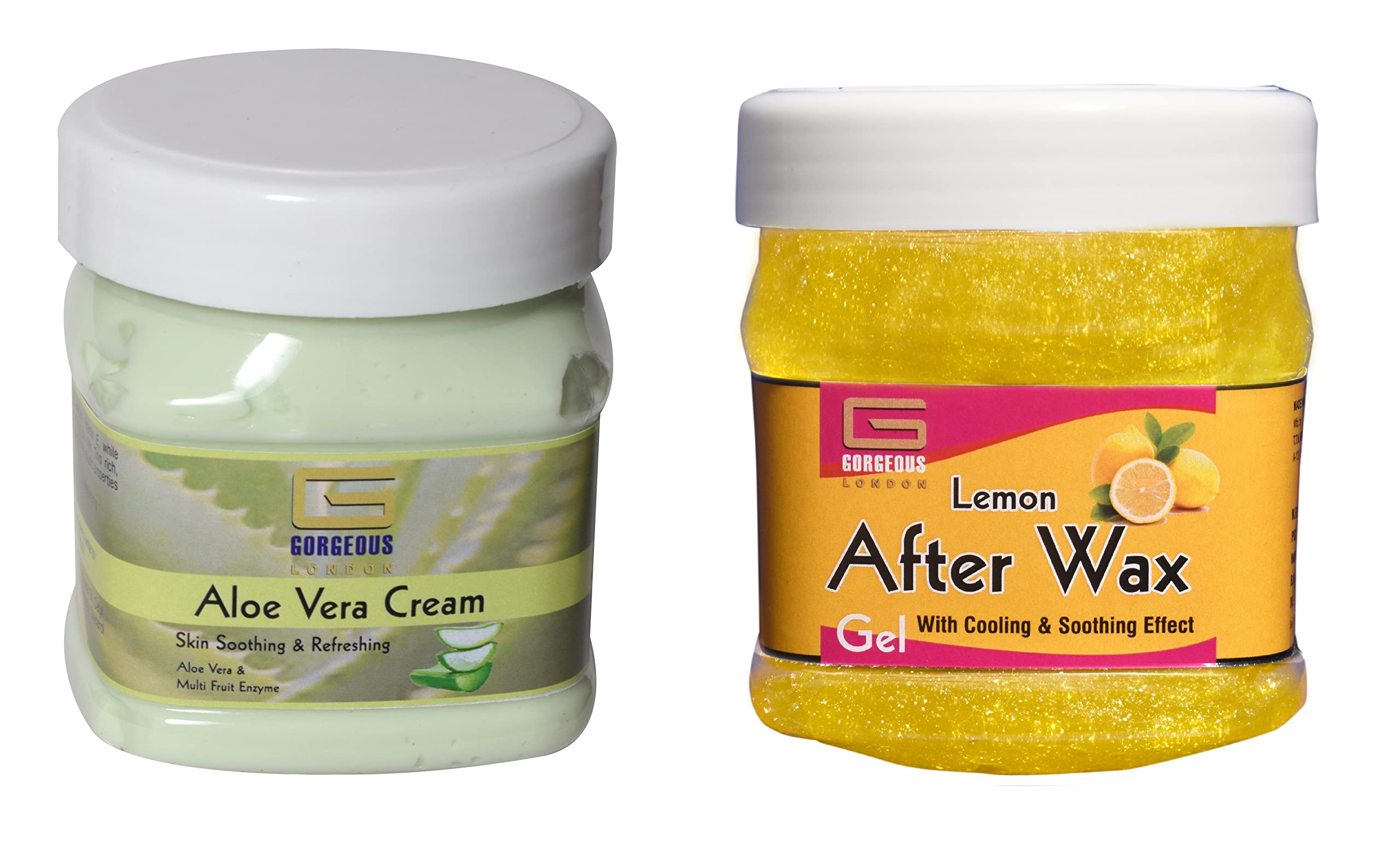 London Aloe Vera Cream & Lemon After Wax Gel Combo (2-Pack, 450ml Each) - Soothing Post-Wax Care for Smooth Skin | Ideal for Hair Removal, Bikini Line & Sensitive Areas