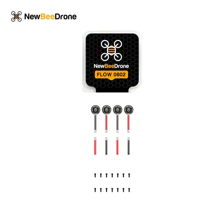 NewBeeDrone Flow 0802 Dual Ball Bearing Whoop Motor 27000KV - High Performance Tiny Whoop Drone Motors (4 Pack) - Perfect for FPV Racing, Freestyle Flying & Indoor Drone Adventures