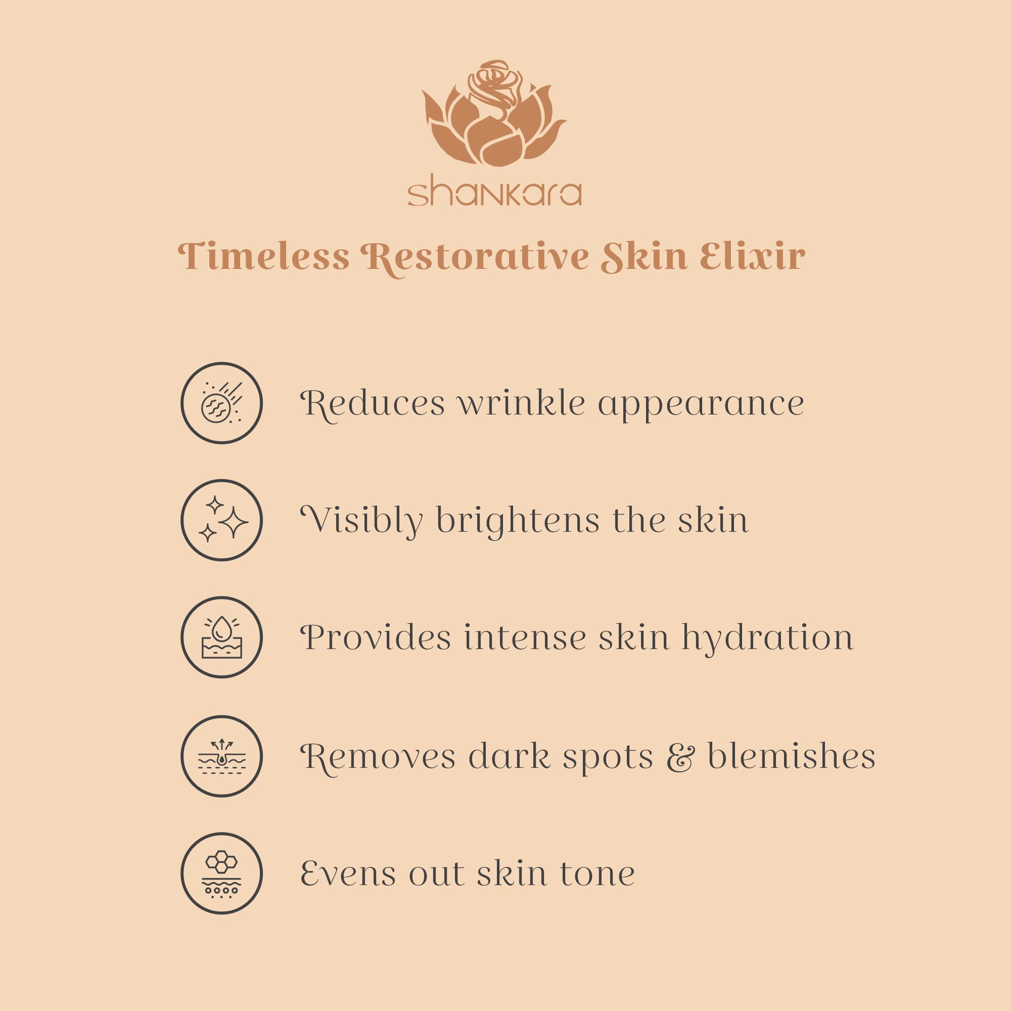 Shankara Timeless Restorative Skin Elixir - 2-in-1 Ayurvedic Anti-Aging Facial Serum & Kumkumadi Face Oil with Pure Red Gold Saffron, Vitamin C & Sandalwood | Natural Glow Booster for Dry, Dull Skin | Perfect for Nighttime Skincare Routine & Daily Hydration