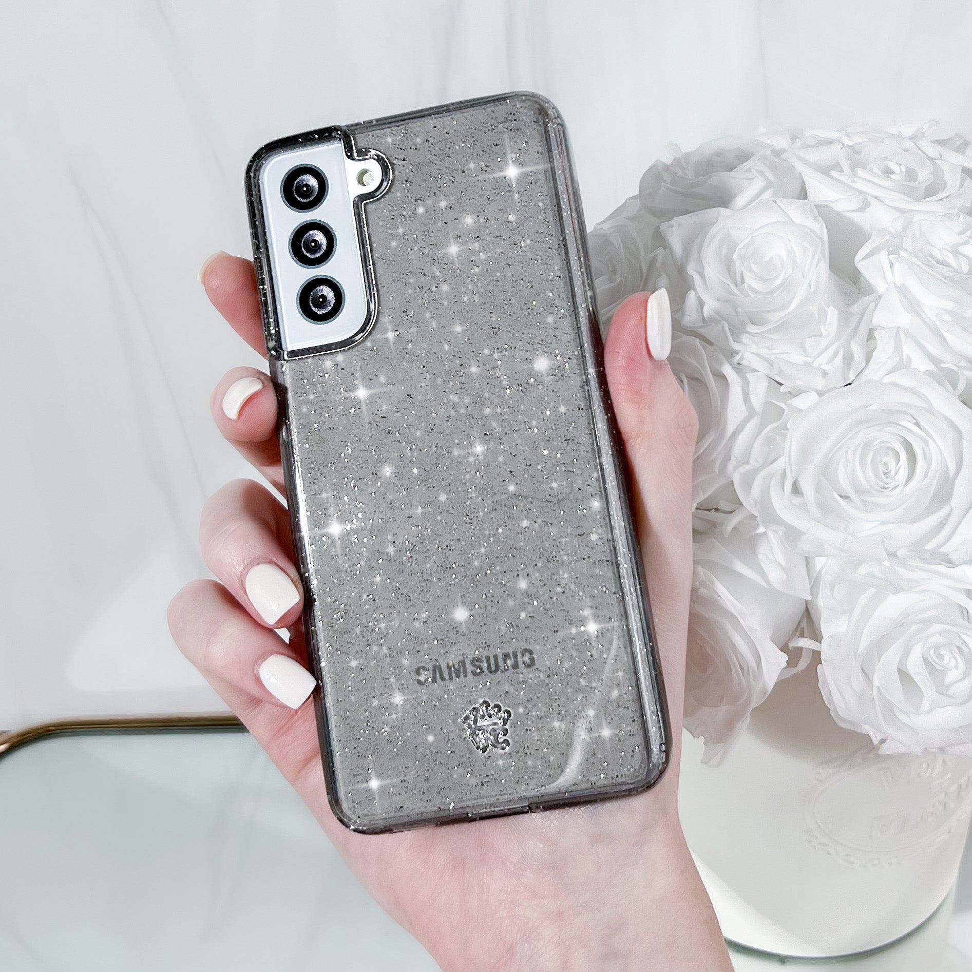 Samsung Galaxy Phone Case with Grey Stardust Design - Slim Protective Cover for Everyday Use, Work & Travel