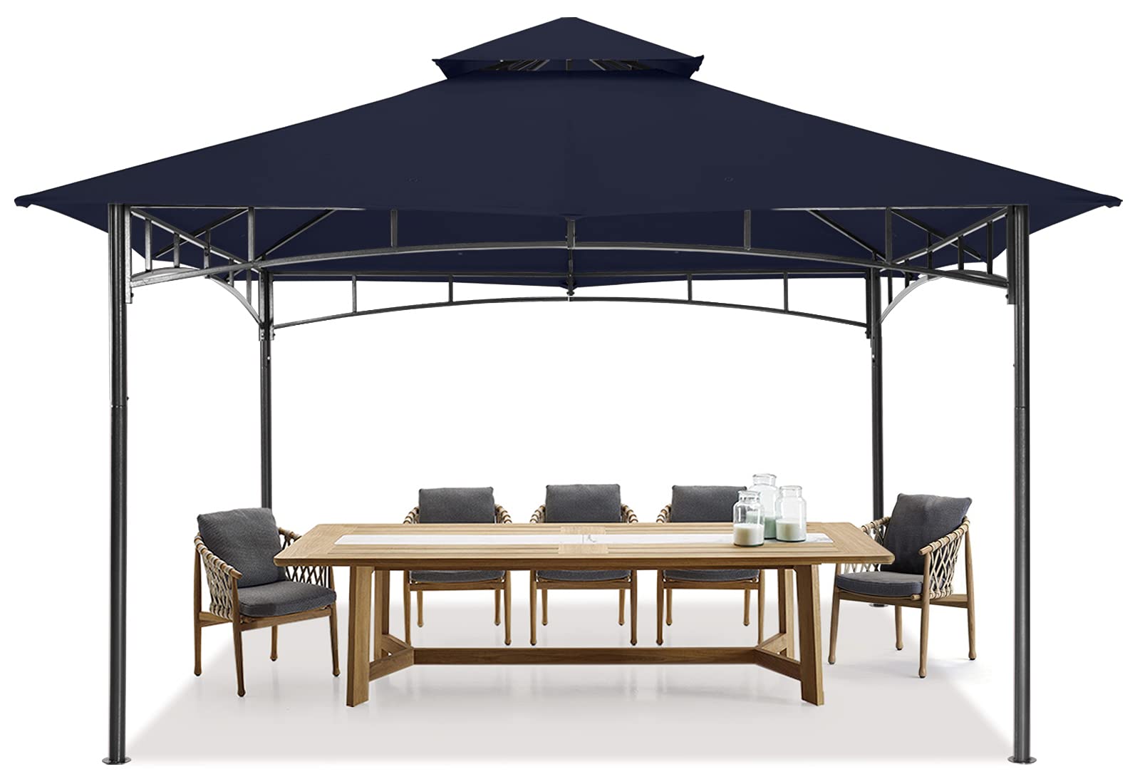MASTERCANOPY 11x11ft Outdoor Garden Gazebo with Heavy-Duty Steel Frame for Patios, Backyards & Parties - Navy Blue Waterproof Canopy for Sun & Rain Protection