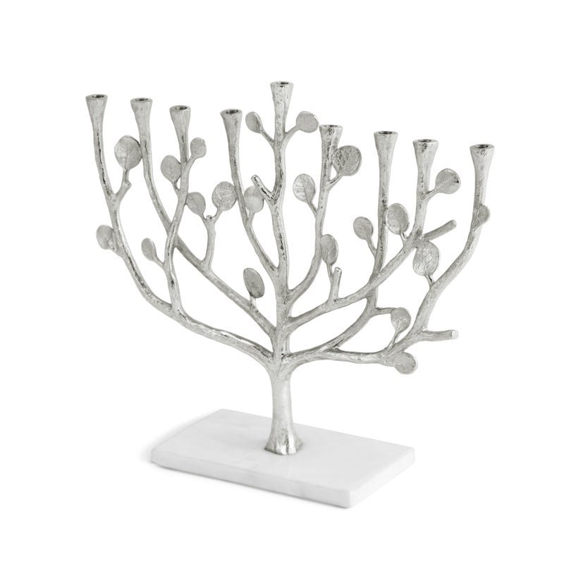 Botanical Leaf Menorah - Elegant Hanukkah Candle Holder for Jewish Holiday Decor & Home Celebration