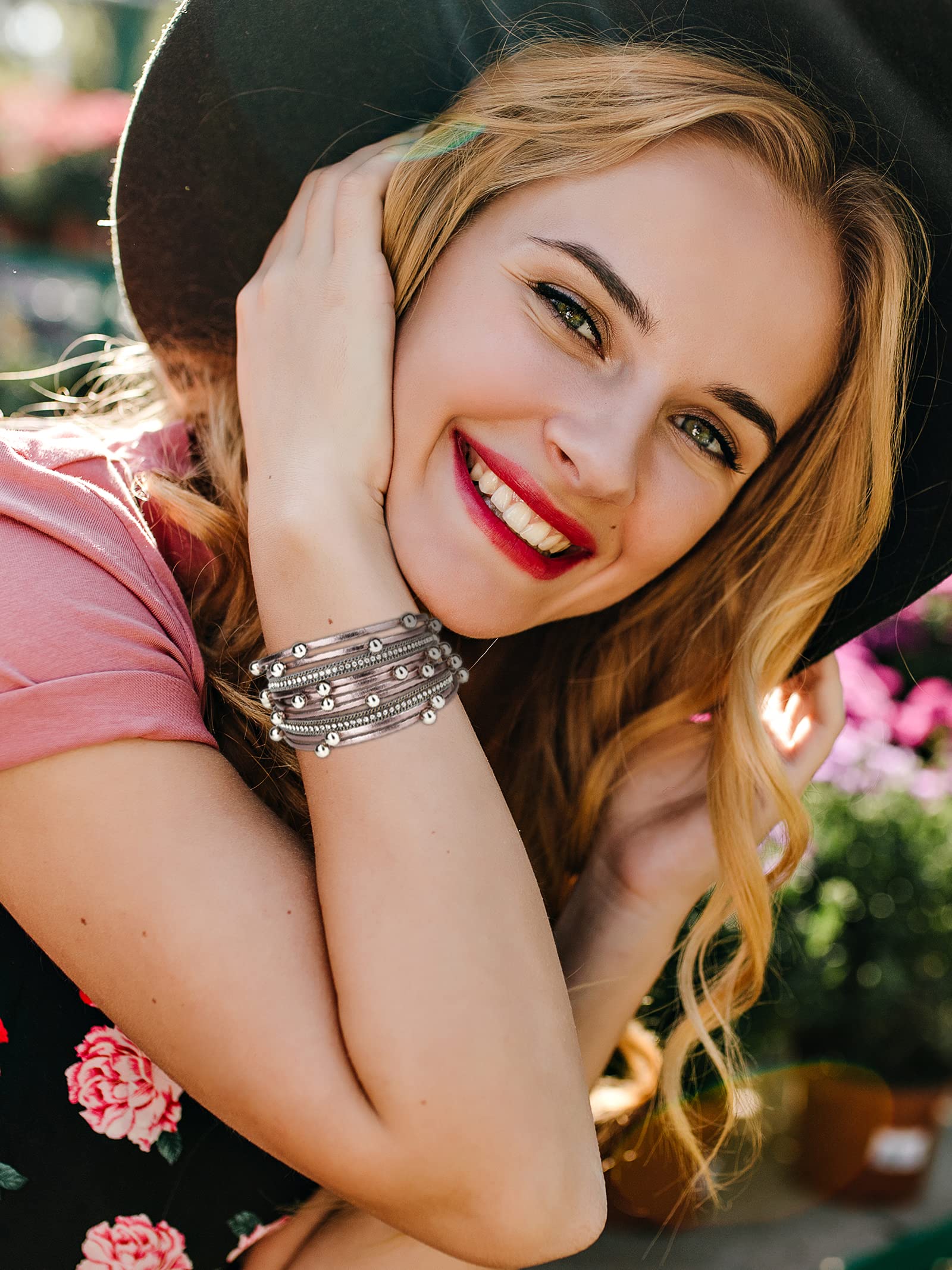 Boho Leather Wrap Bracelets for Women - Trendy Stackable Infinity Bracelets with Clasp - Adjustable Wrist Jewelry for Casual, Festival & Everyday Wear