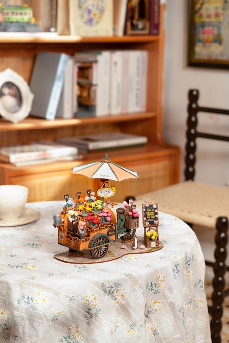 3D Wooden Puzzle Blossom Cart - DIY Wooden Model Kit for Adults & Teens - Creative Home Decor & Gift Idea for Puzzle Lovers - Perfect for Relaxation, Stress Relief & Family Bonding Activities