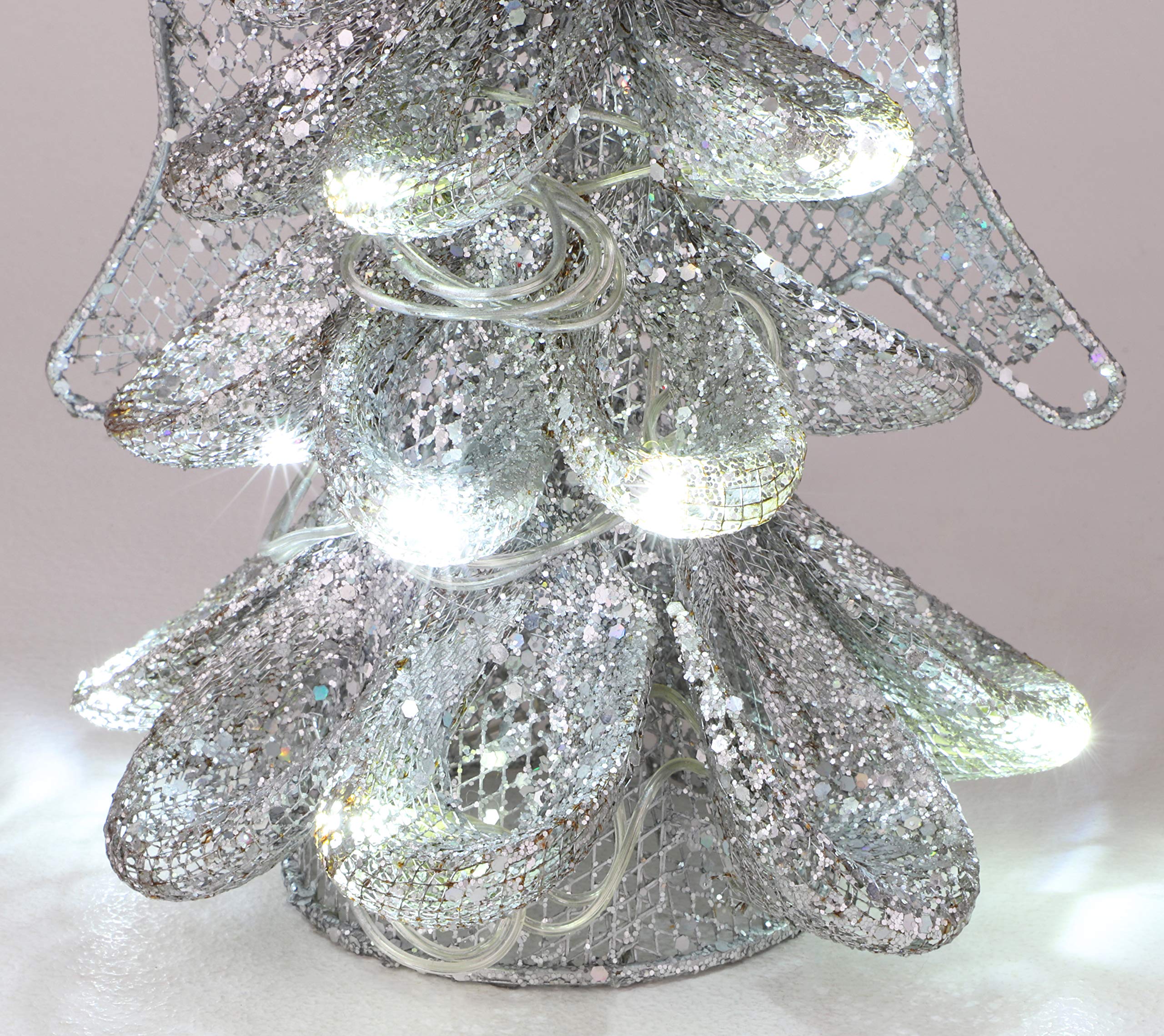 Christmas Concepts® 8 Inch Metal Mesh Christmas Tree Angel Topper with White LED Lights - Elegant Holiday Decor for Tree, Mantel & Tabletop