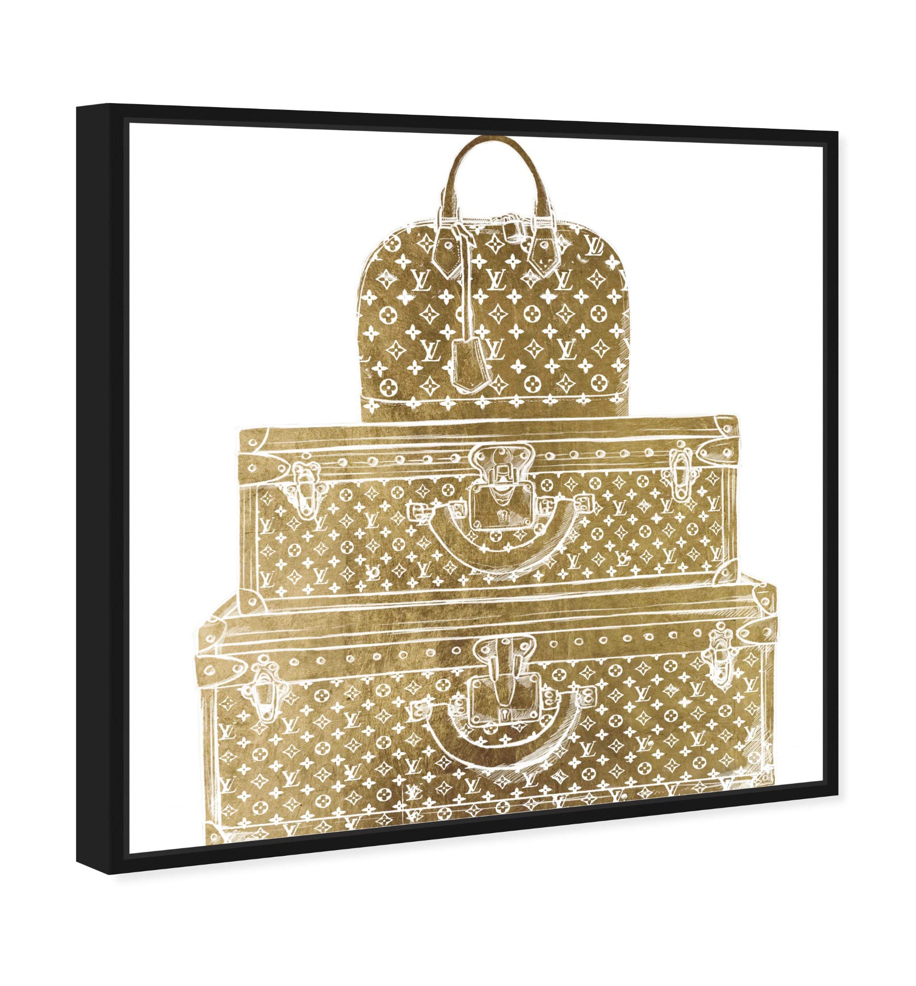 Royal Bag & Luggage Diecut Wall Art Canvas Print - 30x30 Inch Gold & White Framed Home Decor by Oliver Gal Artist Co. | Perfect for Living Room, Bedroom & Office Décor