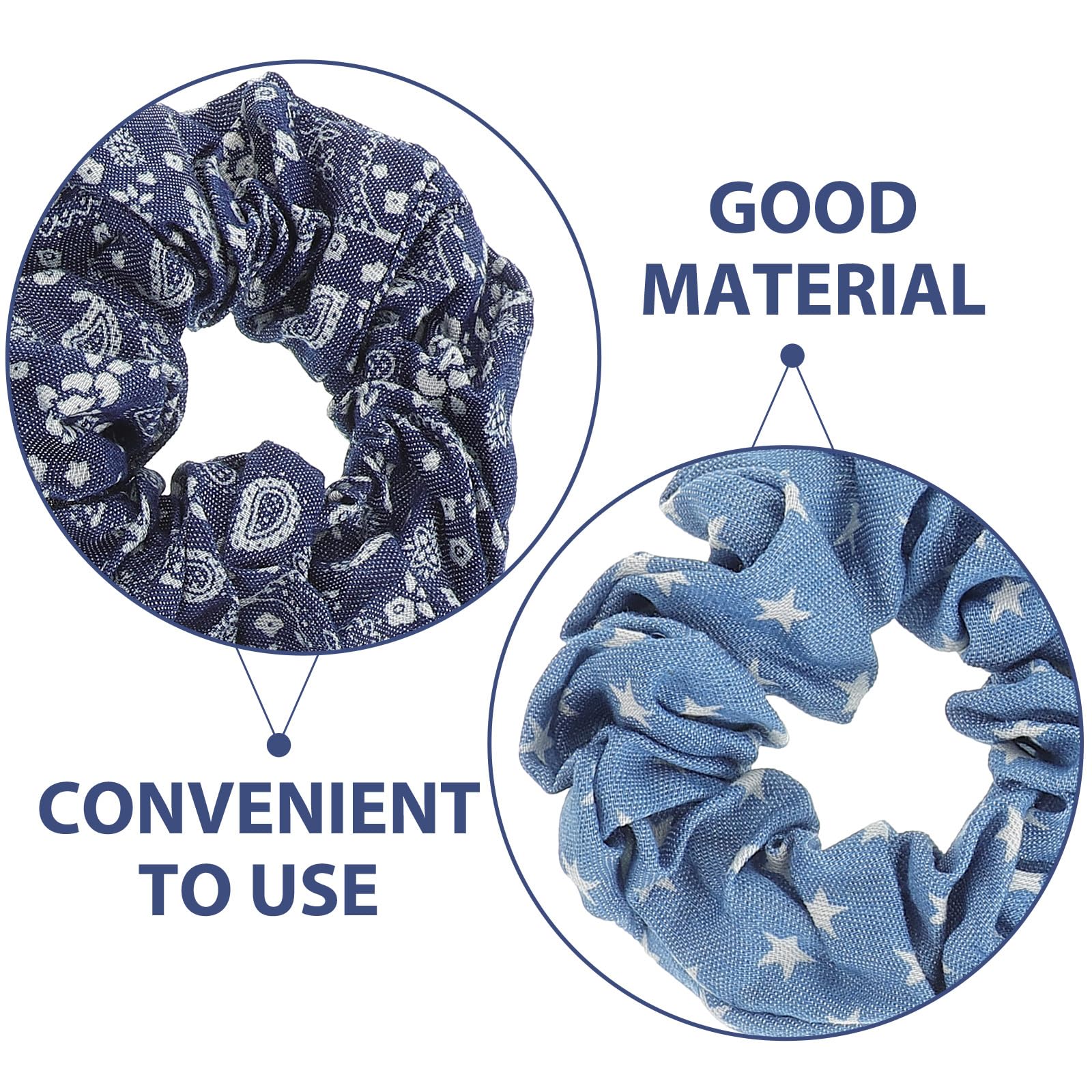 Lurrose 4-Pack Denim Hair Scrunchies - Stylish Hair Ties & Ponytail Holders for Women & Girls (Random Styles) - Perfect for School, Work, Gym & Everyday Fashion Accessories