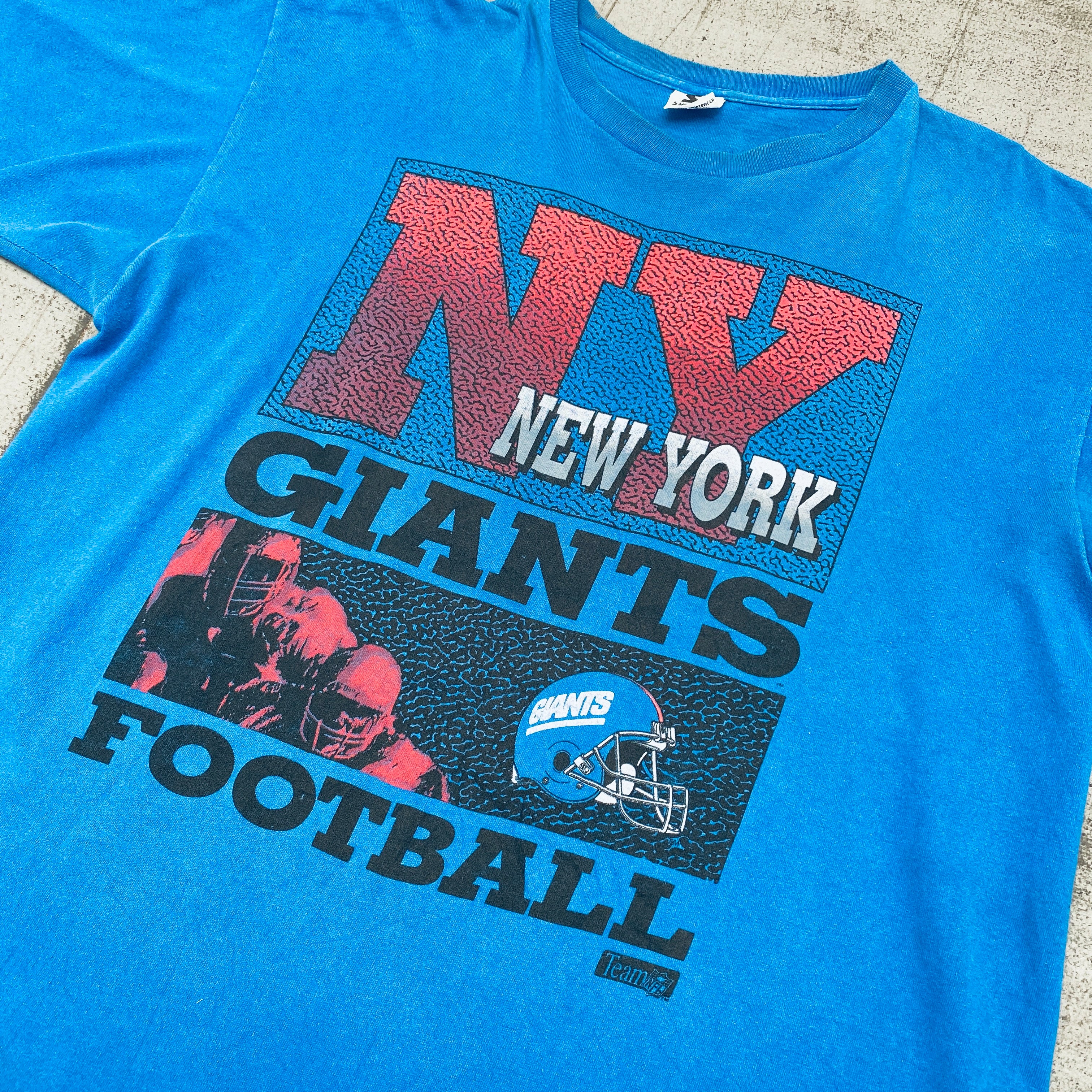 New York Giants 1990s Vintage Graphic Spellout Starter Tee - Large/XL - Retro NFL Football Fan Apparel for Game Day & Casual Wear