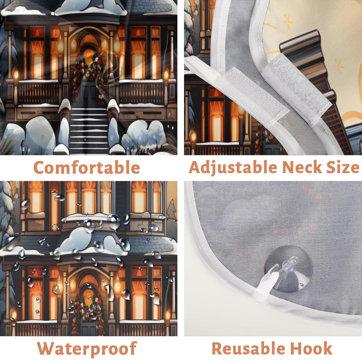 Snowy Night Castle Pattern Beard Shaving Bib for Men - Waterproof Barber Apron for Hair Dye & Makeup - Sink Hair Catcher for Beard Trimming & Lineup - Perfect Gift for Barbers & Stylists (Great for Home Grooming & Salon Use)