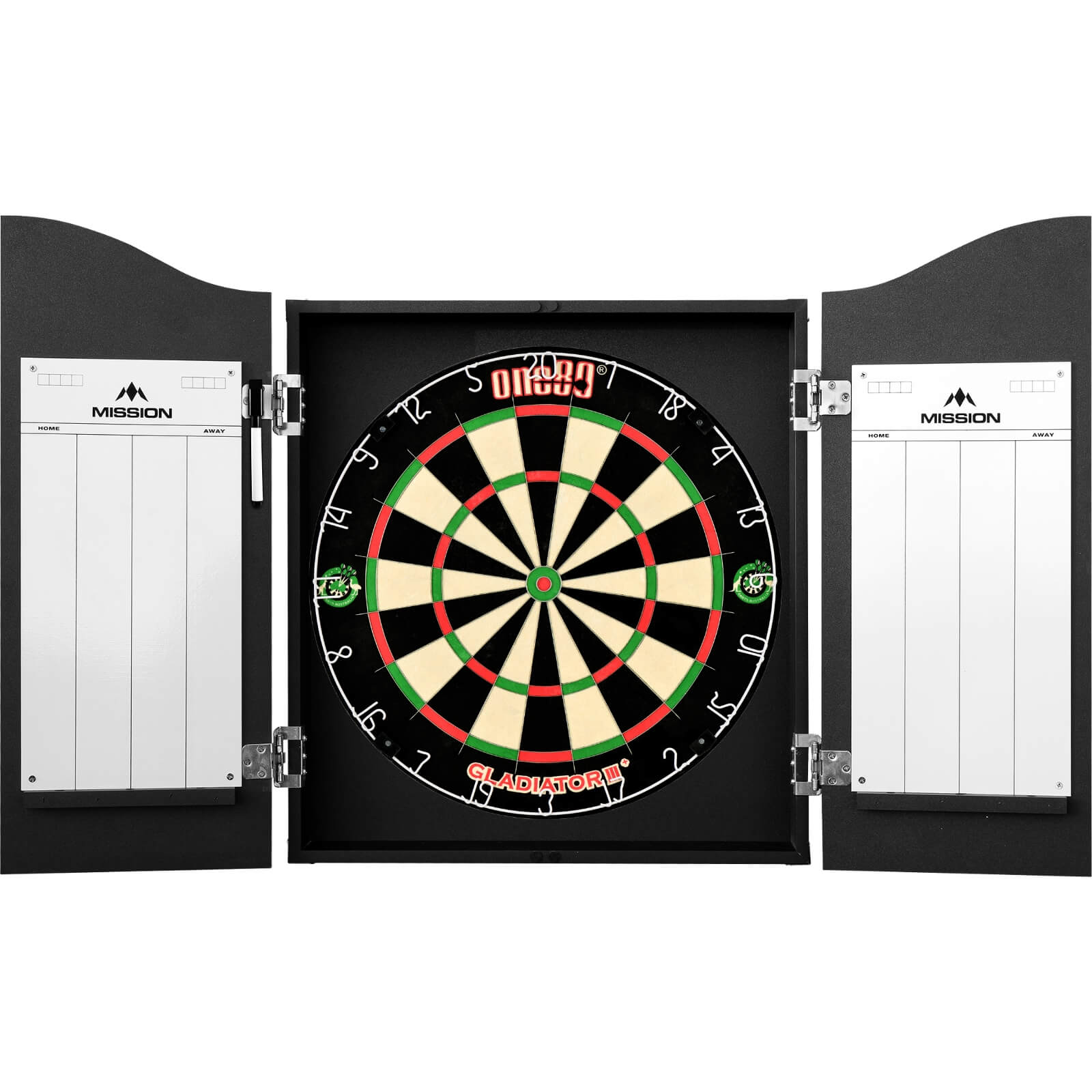Premium Mission Double Top Dartboard Cabinet & Dartboard Set - Professional Bristle Dartboard with Cabinet for Home, Bar, or Game Room - Perfect for Darts Enthusiasts & Pub Entertainment
